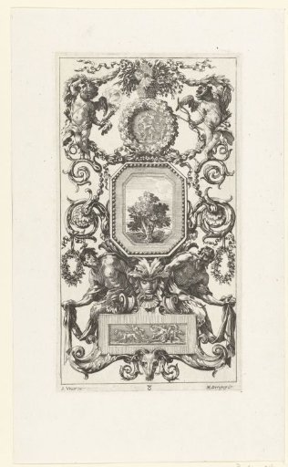 Wall panel with two satyrs under an octagonal frame
