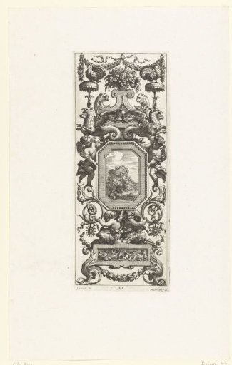 Wall panel with two satyr children under an octagonal frame