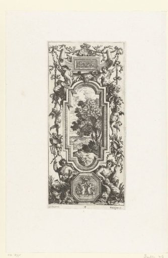 Wall panel with two seated women under a vertical frame