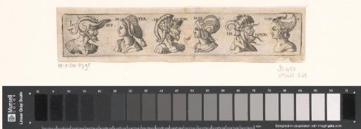 Frieze with six busts with headgear
