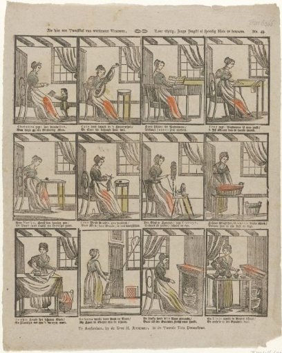 Behold here a dozen of industrious women, Learn diligently, young youth! soon to keep house