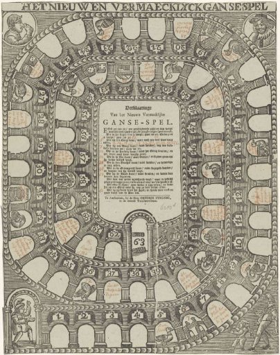 Snakes and Ladders game, ca. 1830-1850