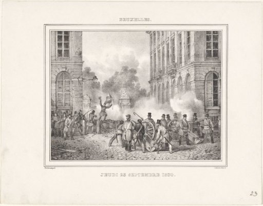 Battles at the park in Brussels, 1830