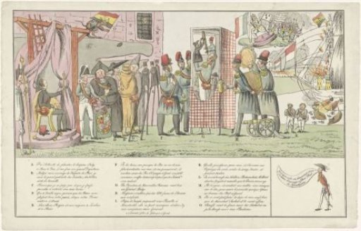 Satirical print on the leaders of the Belgian Revolution, 1830