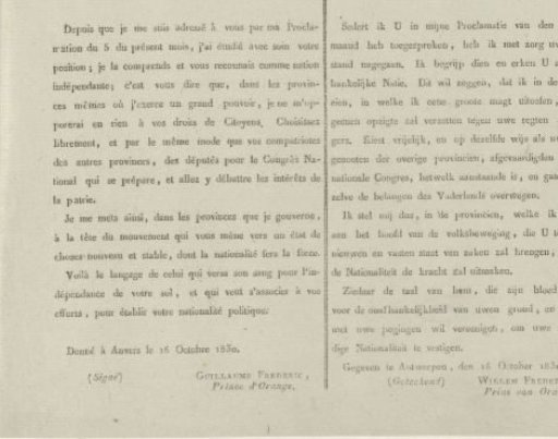 Proclamation of the Prince of Orange, 1830