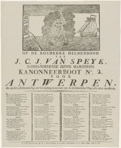 The explosion of the cannon boat of Jan van Speyk, 1831