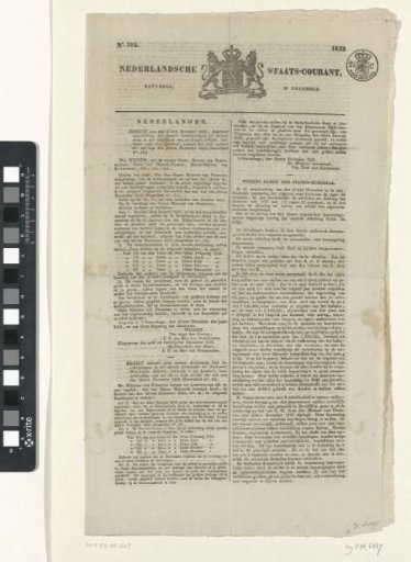Dutch State Gazette of 29 December 1832