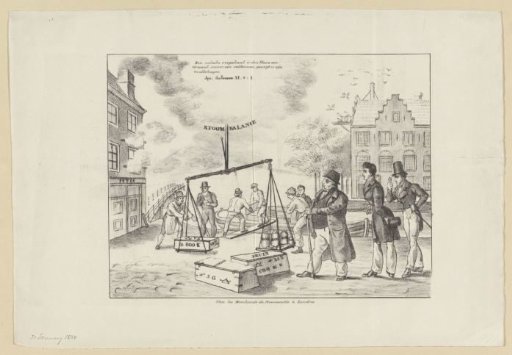 Satirical print on the fraud of the firm C. de Bruyn & Zonen, 1834