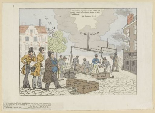 Satirical print on the fraud of the firm C. de Bruyn & Zonen, 1834