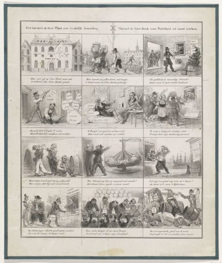 Satirical print on the plans for the establishment of a Giro Bank, 1836