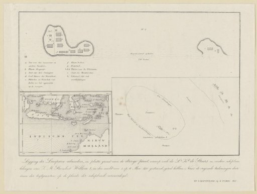 Map of the Lucipera Islands with the Places of Residence of the Shipwrecked Crew of the Steamship Willem I, 1837
