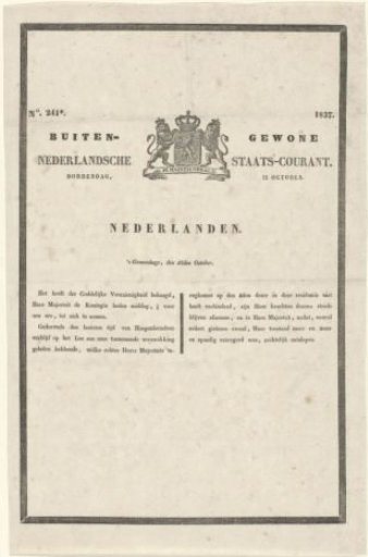 Extraordinary Dutch State Gazette. Thursday, 12 October. No. 241*. 1837