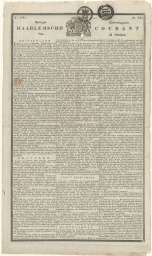 Opregte Zaturdagsche Haarlemsche Courant of 21 October. Anno 1837. No. 126