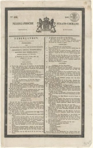 Nederlandsche Staats-Courant, Tuesday, 24 October. No. 252. 1837