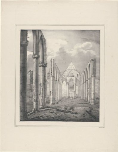 Ruin of the Grote Kerk in Hoorn, after the fire on 3 August 1838