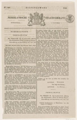 Extraordinary Dutch State Gazette. Thursday, 8 October. No. 241. 1840