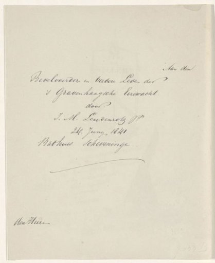 Tribute to Willem II The Hague 5 December 1840 / In memory of the The Hague Honor Guard which His Majesty the King, Willem the 2nd on 5 December 1840 have received. Led by D.L. Welsink