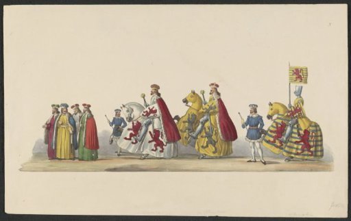 Costumed procession of 1841: horsemen (sheet X)