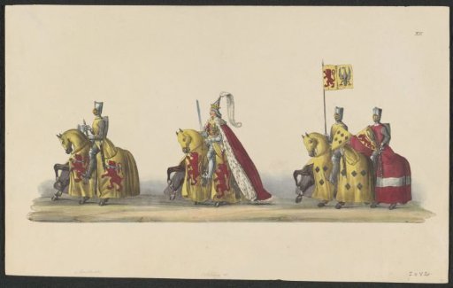 Costumed procession of 1841: Count William II and knights (sheet XII)