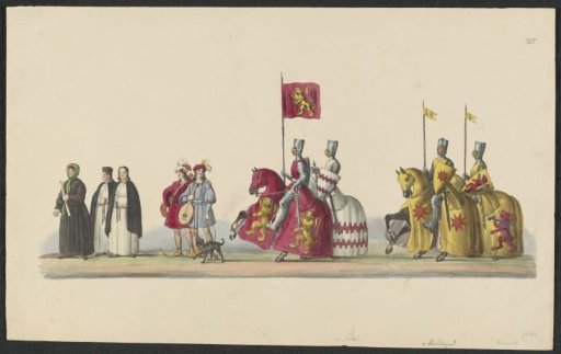Costumed procession of 1841: knights (sheet XIV)