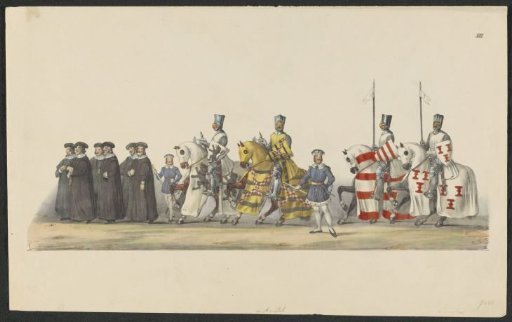 Costumed procession of 1841: knights on horseback (sheet III)