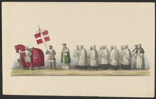 Costumed procession of 1841: king and clergy (sheet IV)