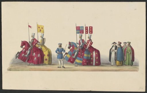 Costumed procession of 1841: knights (sheet IX)