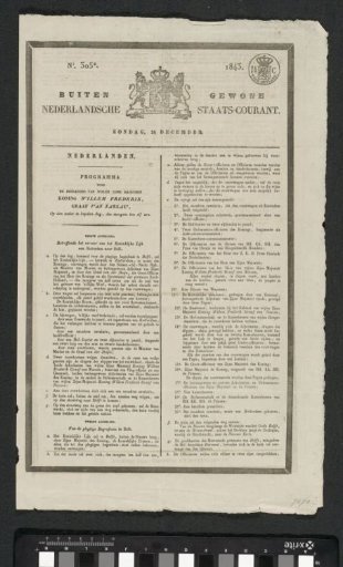 Extraordinary Dutch State Gazette. Sunday, December 24. No. 305*. 1843