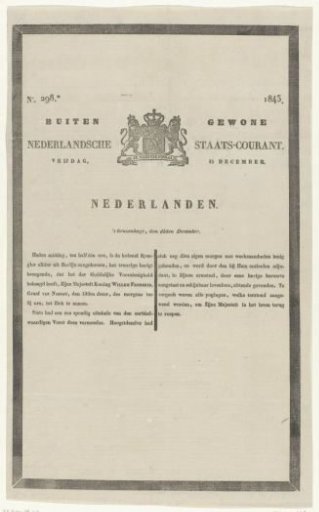 Extraordinary Dutch State Gazette. Friday, December 15. No. 298*. 1843