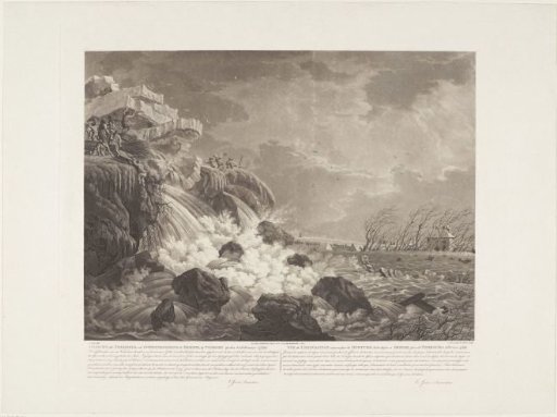 View of the Dyke Break and Flooding at Bemmel near Nijmegen on 21 February 1799 / View of the Flooding caused by the Rupture of the Dyke at Bemmel near Nijmegen on 21 February 1799