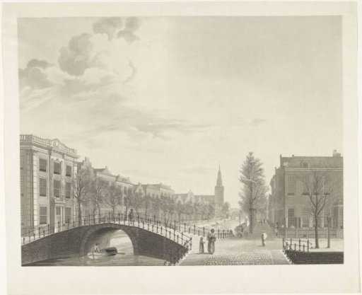View of the Rapenburg in Leiden, just before the explosion of the gunpowder ship on January 12, 1807