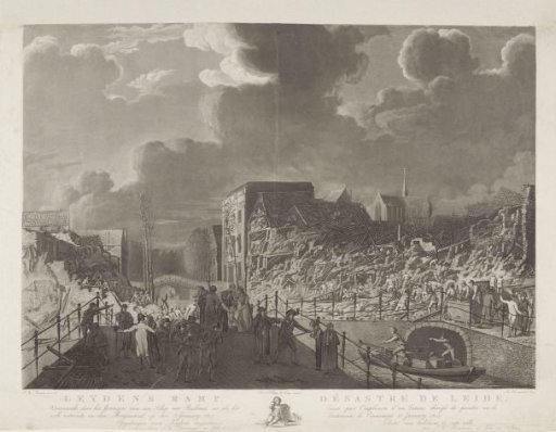 Leyden Disaster, Caused by the explosion of a ship with gunpowder as it appeared in the morning of January 13, 1807 / Désastre de Leide, Causé par l'explosion d'un bateau (...)