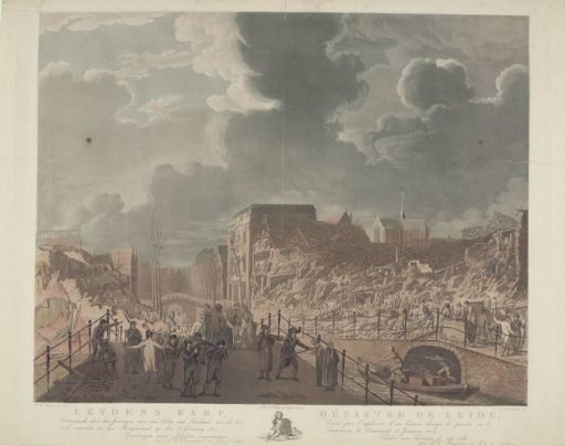 Leyden Disaster, Caused by the explosion of a ship with gunpowder as it appeared in the morning of January 13, 1807 / Désastre de Leide, Causé par l'explosion d'un bateau (...)