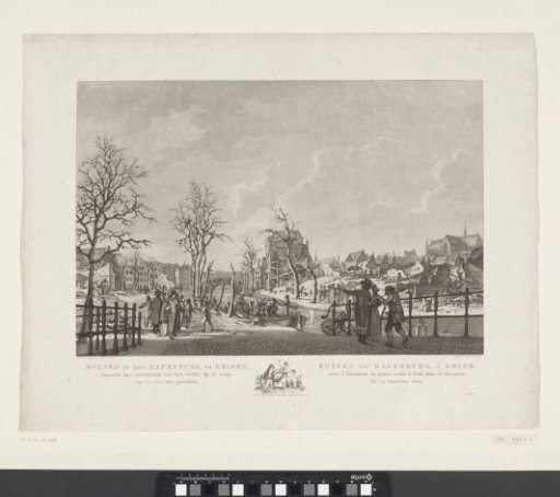 Ruins on the Rapenburg, in Leiden, alongside the unloading of the yacht, which sank in the disaster of January 12, 1807 / Ruins of the Rapenburg, at Leiden (...)