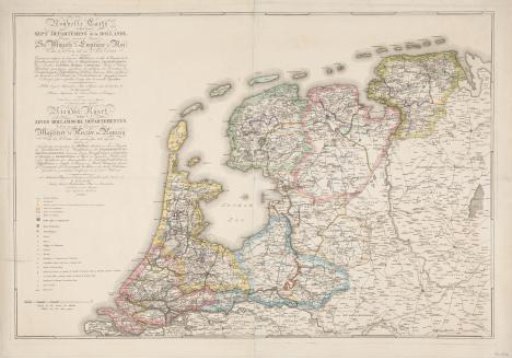 New Map of the Seven Departments of Holland (...) / Nieuwe Kaart der Zeven Hollandsche Departementen. Distributed in accordance with the Decree of His Majesty the Emperor and King of 21 October 1811, Implemented in 1812