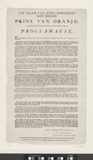 Proclamation by the Commissioners to Amsterdam, 1813
