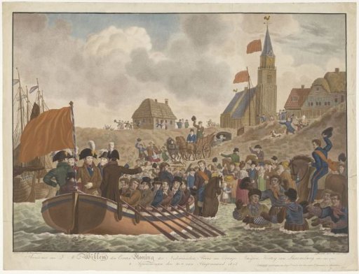 Arrival of His Majesty William the First, King of the Netherlands, Prince of Orange (...) at Scheveningen on the 30th of September 1813