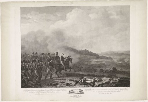 Prince of Orange leads the Dutch troops in the battle at Quatre-Bras, 1815