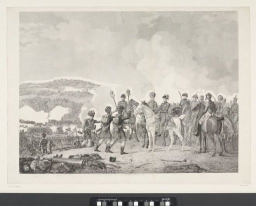 Duke of Wellington receives two standards with eagles captured from the French during the Battle of Waterloo, 1815