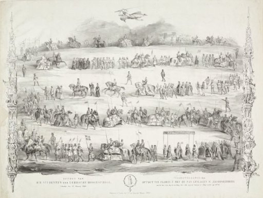 Procession of the Students of the Leiden University, Held on 8 February 1845, Depicting the Procession of Floris V with the Newly Made Knights of St. James to the Tournament Given by Him at The Hague in 1279 upon the Establishment of that Order