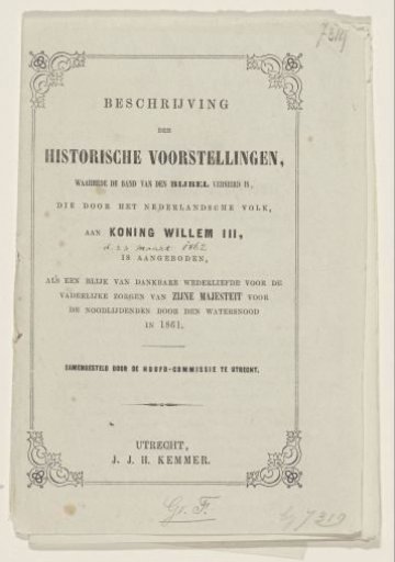 Booklet with a description of the historical scenes with which the ribbon of the Bible, the people's gift, is decorated, 1862