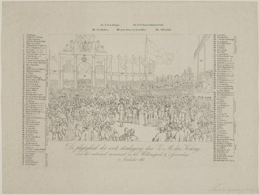 The ceremony of the laying of the first stone by His Majesty the King, for the national monument in Willemspark in The Hague, 17 November 1863