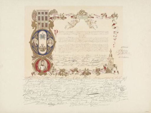 Charter on the occasion of the sealing of a commemorative stone in the house of Bilderdijk, 1867