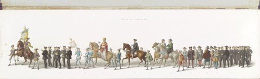 Eighth group in the procession celebrating the 25th anniversary of the reign of King William III in Amsterdam, 1874