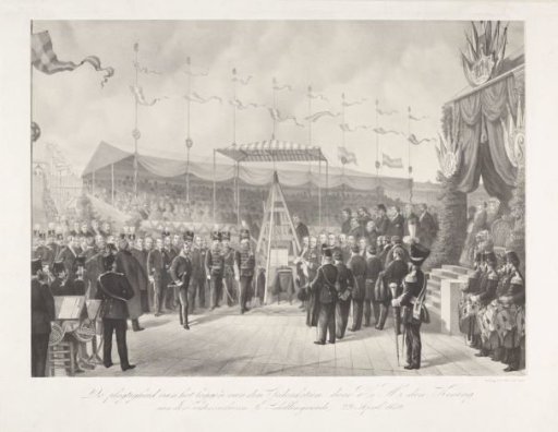 The solemnity of the laying of the cornerstone by His Majesty the King at the Zuiderzee locks in Schellingwoude, 29 April 1870