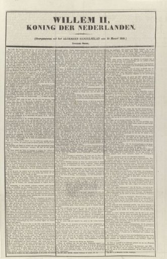 William II, King of the Netherlands. (Taken from the Algemeen Handelsblad of March 20, 1849.) Second Printing