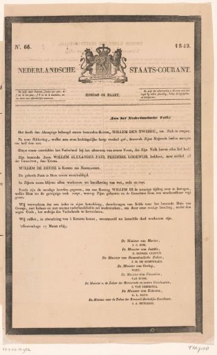 Dutch State Gazette. Sunday, March 18. No. 66. 1849