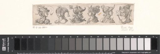 Frieze with six busts with headgear
