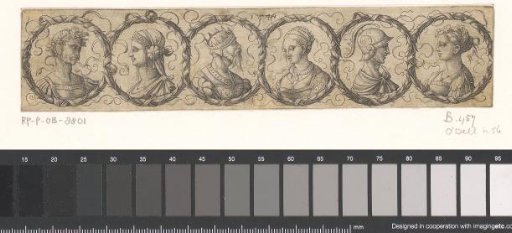 Frieze with six busts in laurel wreaths