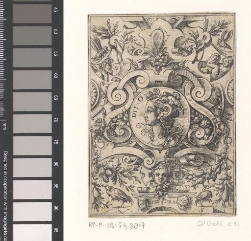 Medallion with Dido in a scrollwork frame